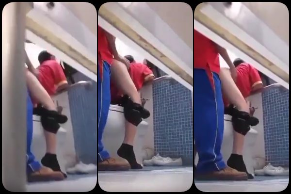 คลิปหลุดแอบถ่าย แอบถ่ายเพื่อนแอบเย็ดกันในห้องน้ำโรงเรียนสุดจัด